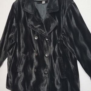 Designs & Co LANE BRYANT Black‎ Velour Coat Women's Size 18/20